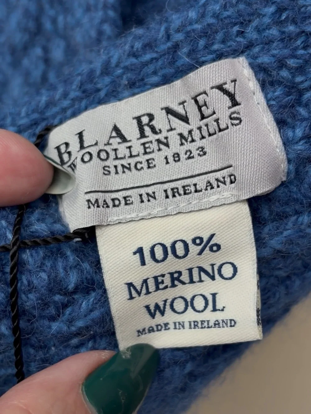 Blarney Woollen Mills Blue Merino Wool Aran Shoulder Wrap Ireland